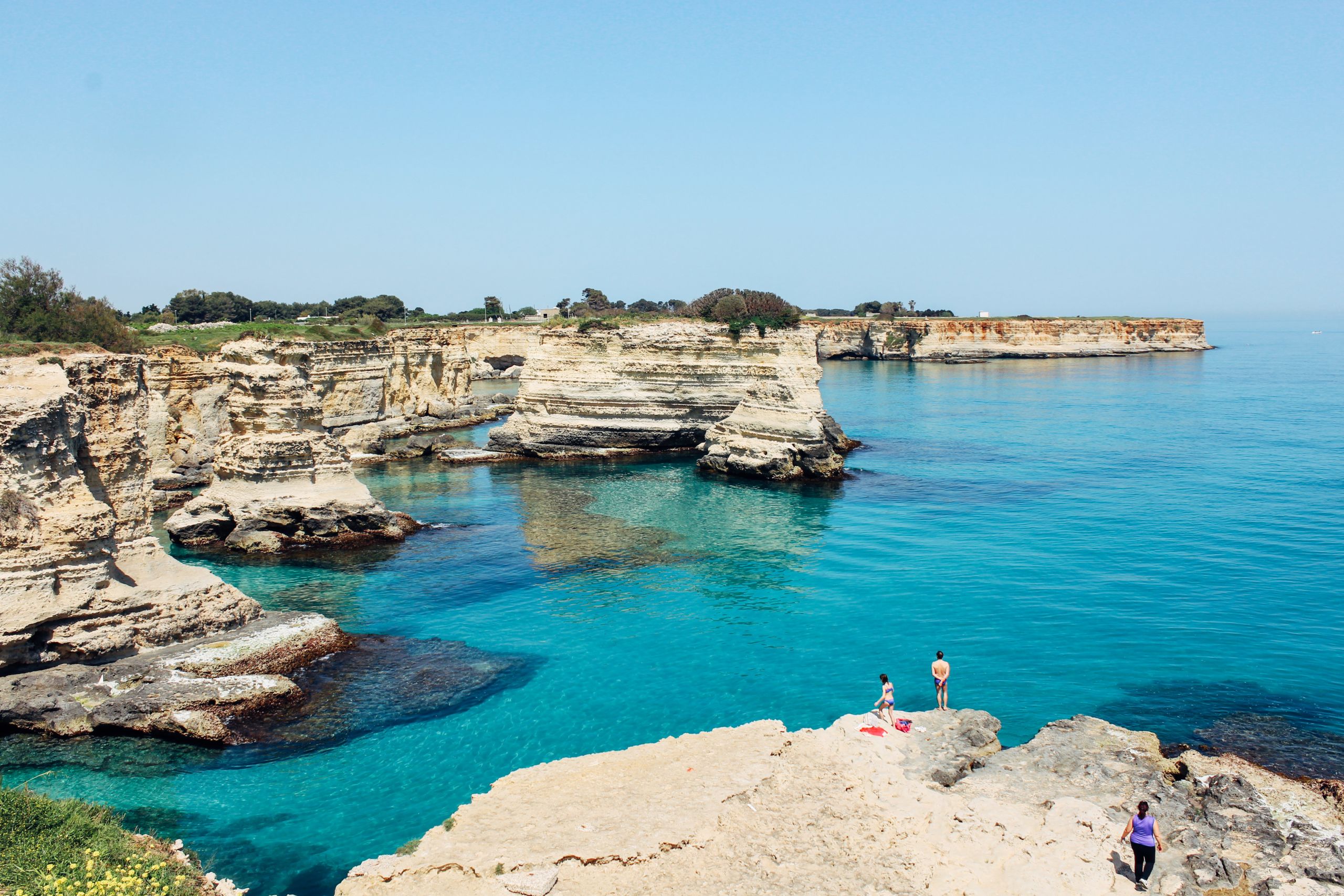 Rocky coast with crystal-clear sea in Puglia